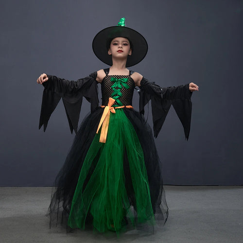 Disguise Girls Hocus Pocus Salem Witch Sisters Costume  Halloween Fancy Gown Tutu Dress With Cape For Cosplay Party Outfit