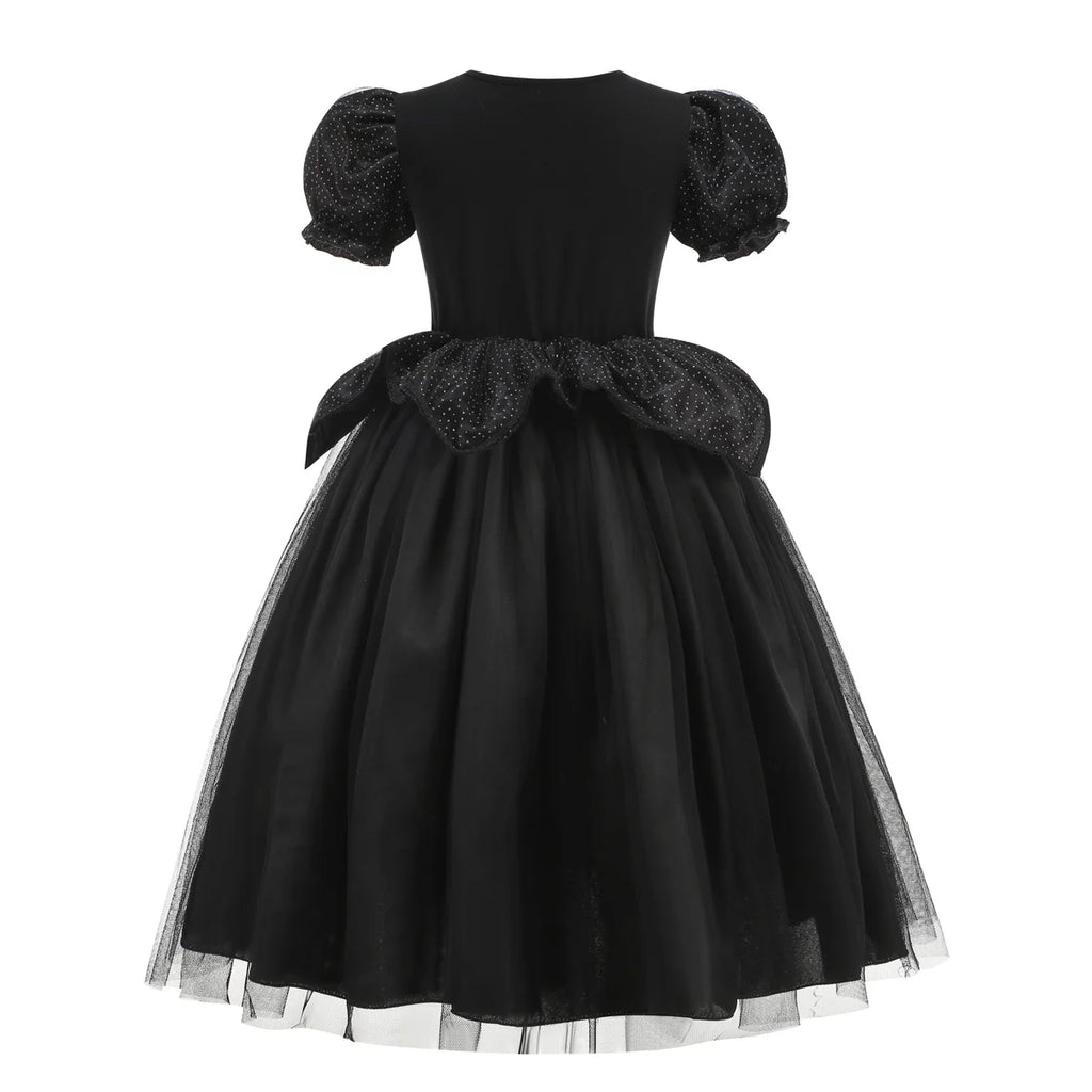 Kids Maleficent Costume Set Girls Evil Queen Outfit Deluxe Black Tulle Dress with Accessories for Carnival Party Role Play