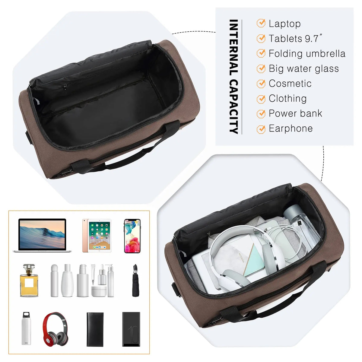 KONO 40x20x2 5 hand luggage bag for Ryanair, travel bag for airplane, men and WOMEN'S Weekender, maximum size with