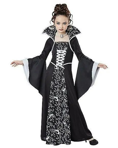 4-12Y Halloween Costume Dress For Girls Fantasy Vampire Costume Kids Witch Cosplay Children's Party Performance Gown Clothing