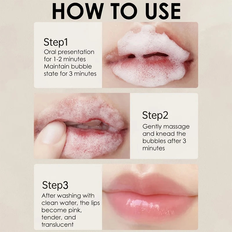 1 Piece/2 Pieces/3 Pieces - 3D Cleansing, Plumping, Repairing, and Brightening Bubble Lip Mask, Long-Lasting Plumping Effect for Lips - High-Gloss Lip Balm, Smoothes Lips, Creates a Sexy, Glossy, and Plump Look - Enhances Lip
