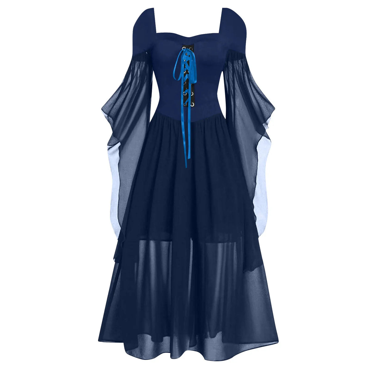 Halloween Witch Cosplay Costumes Gothic Off Shoulder Lace-up Maxi Dresses Bandage Mesh Sheer Black Long Party Dress For Women