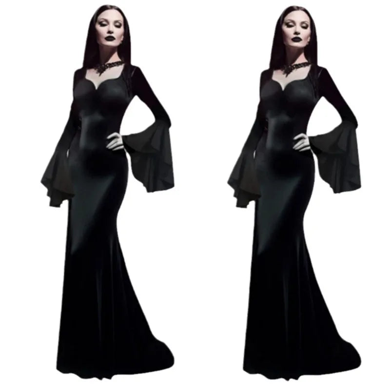 Sexy Dress Halloween Carnival Gothic Witch Evil Costume Party Dress Up Party Women Black Gothic Vampire Horror Outfit for Adult