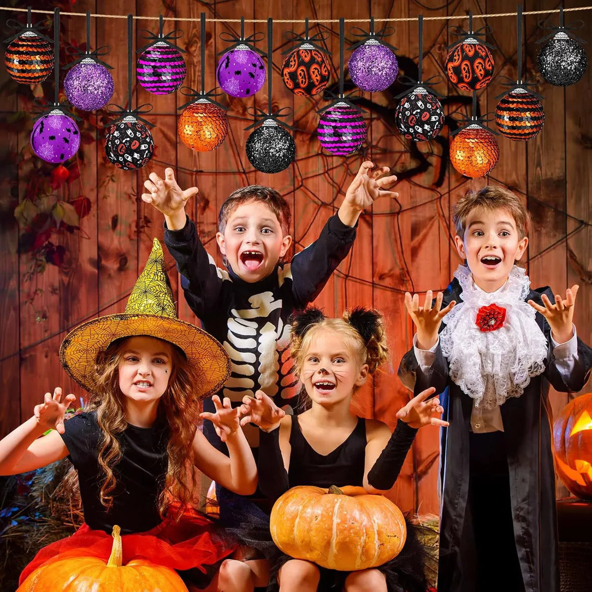 Halloween Wooden Ornaments Set Holiday Party Decorations Tree Hanging Decor for Home Outdoor Indoor Spooky Decorations