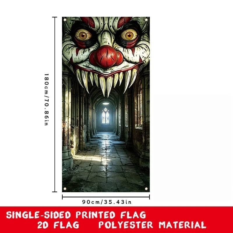 Halloween Decorations Door Banner SpookyZombie Theme Wall Decor Indoor Outdoor Haunted House Themed Party Decoration