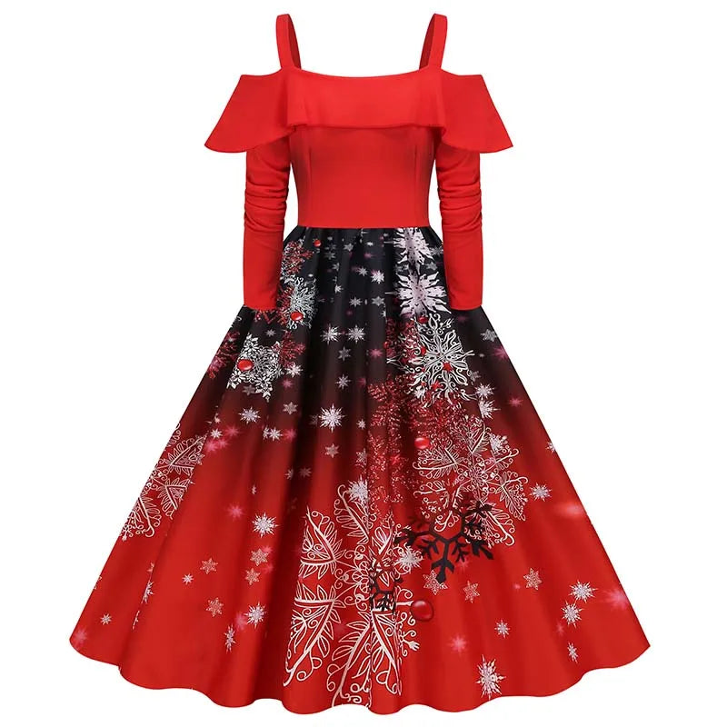 Halloween Dress For Women Square Collar Long Sleeve Print Vintage Evening Party Elegant Autumn Winter Midi Sundress