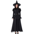 Halloween Witch Costume Women Gothic Lace Dress Sorceress Outfit Party Cosplay Stage Performance Magic Robe Carnival Clothing