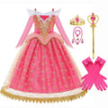 Halloween Costume  Autumn and Winter New Girls Aurora Dress Sleeping Beauty Princess Aurora Skirt Super Fairy Foreign Style Lace